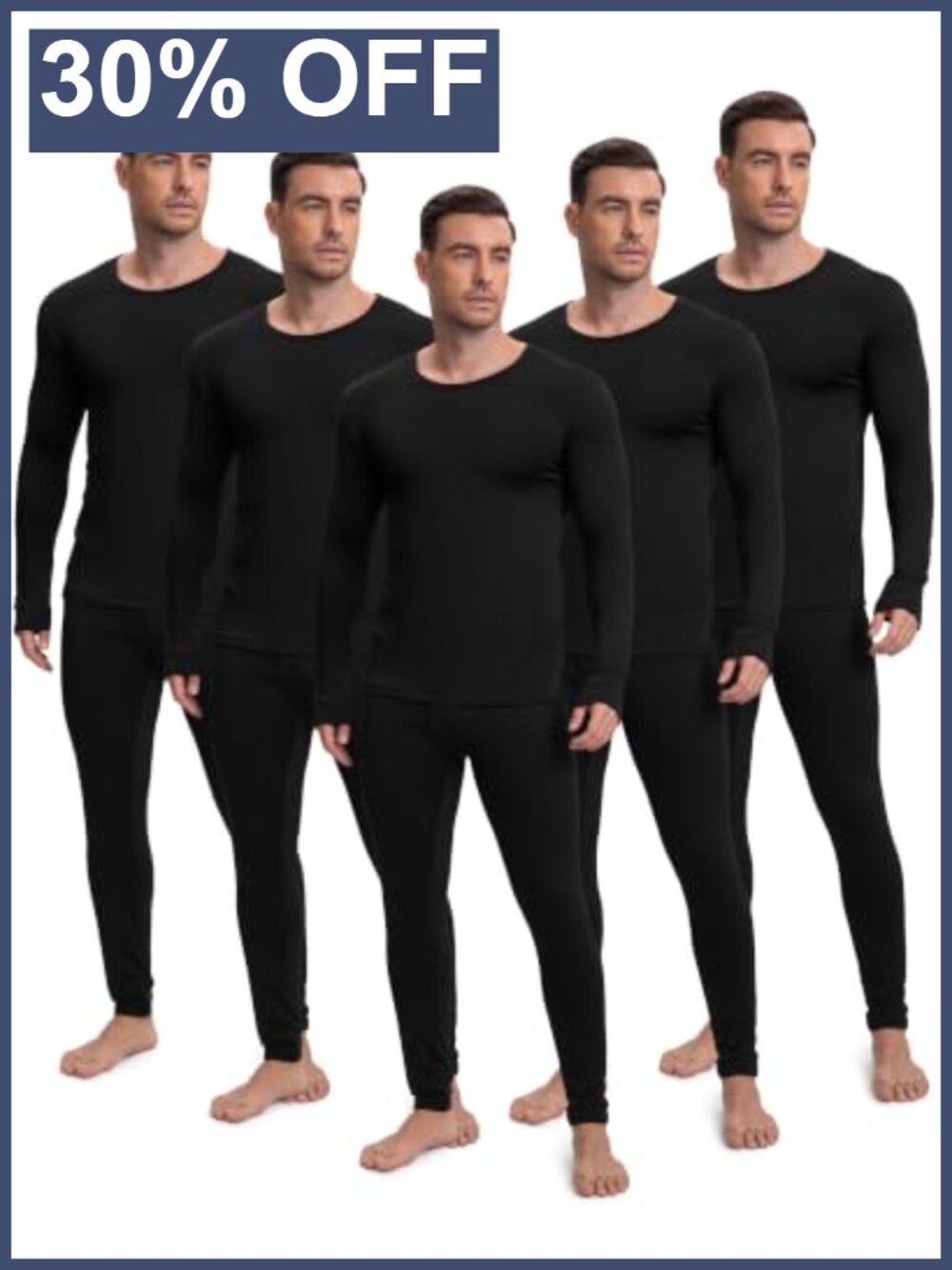Fleece Lined Thermal Underwear Set Long Sleeve Base Layer
